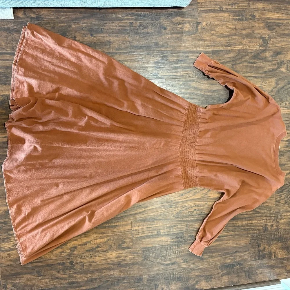 Vintage Color Me Cotton Maxi Dress – Rust Brown – Cotton – Fits Like L - Picture 5 of 11